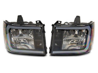 Raxiom 07-13 GMC Sierra 1500 Axial Series Headlights w/ LED Bar- Black Housing (Clear Lens)