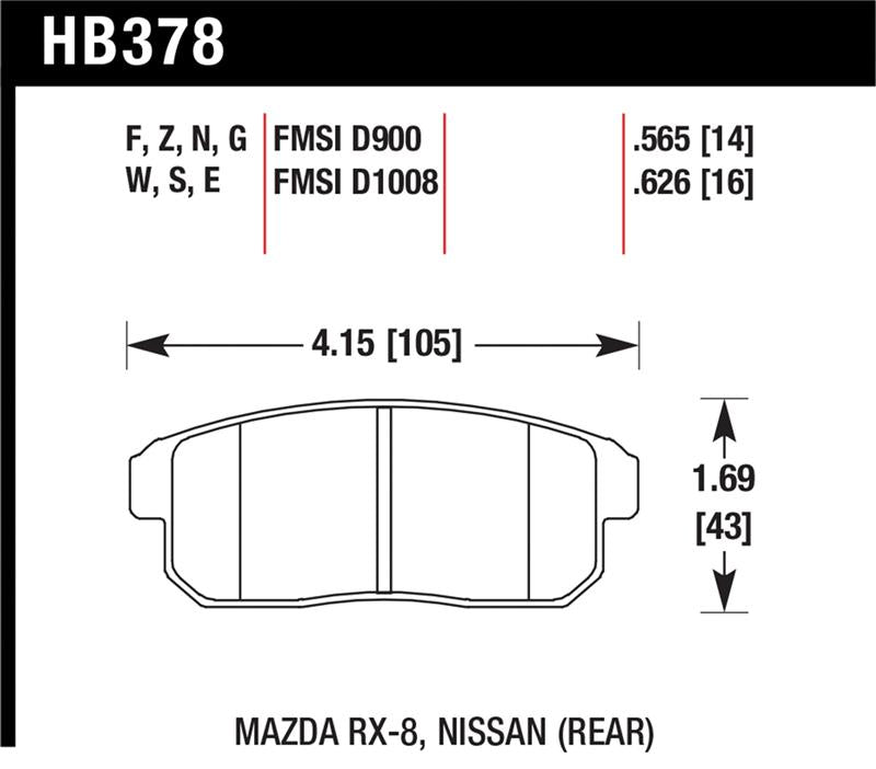 Hawk Performance Hawk 2001-2001 Infiniti G20 (Made On or After 12-1-01) HPS 5.0 Rear Brake Pads