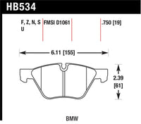Hawk Performance Hawk 09-11 BMW Z4 / 04-05 525I / 08-11 128I / 06 325I/325XI / 07 328I/328XI HPS Street Front Brake P