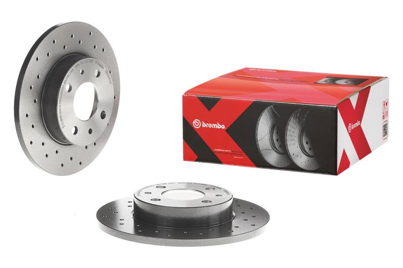 Brembo OE Brembo 2004 Subaru Impreza Rear Premium Xtra Cross Drilled UV Coated Rotor