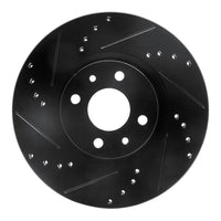 R1 Concepts R1 2012-2019 Fiat 500E Front Left Drilled & Slotted Black Brake Rotor