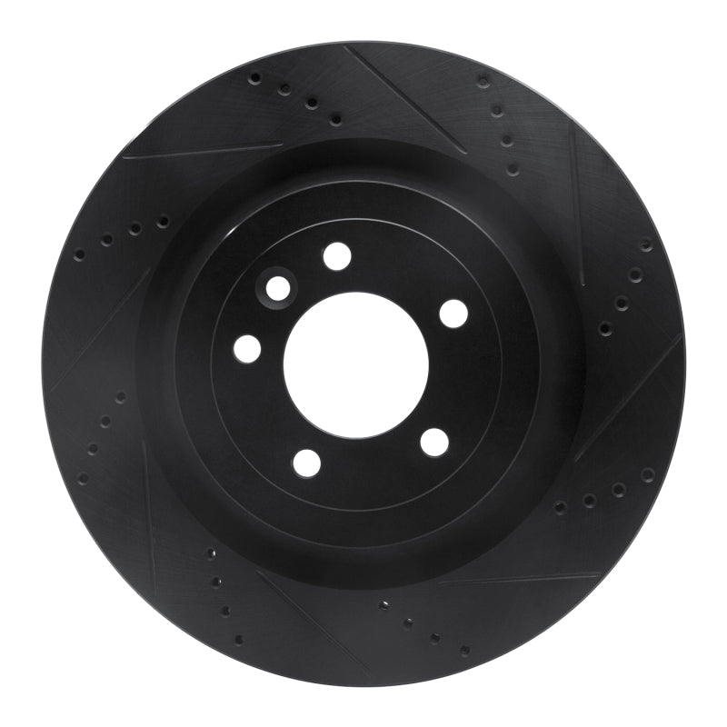 R1 Concepts R1 2013-2025 Land Rover Defender 110 Rear Right Drilled & Slotted Black Brake Rotor