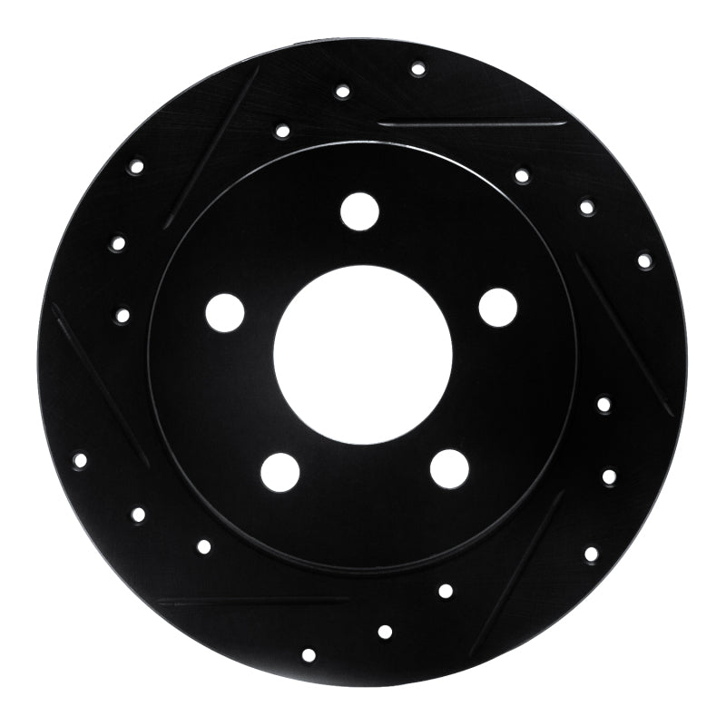 R1 Concepts R1 94-04 Ford Mustang Rear Left Drilled & Slotted Black Brake Rotor