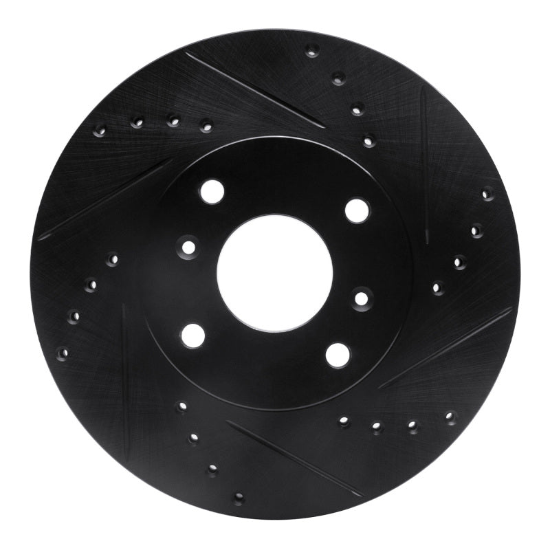 R1 Concepts R1 98-99 Acura CL Front Right Drilled & Slotted Black Brake Rotor