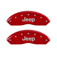 MGP Front set 2 Caliper Covers Engraved Front JEEP Red finish silver ch