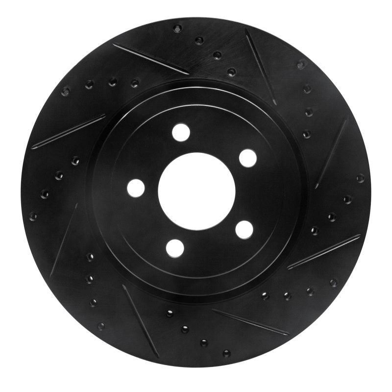 R1 Concepts R1 09-23 Dodge Challenger Front Right Drilled & Slotted Black Brake Rotor
