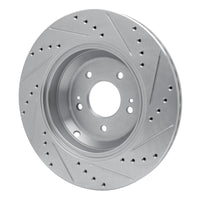 R1 Concepts R1 18-23 Genesis G80 Rear Left Drilled & Slotted Silver Brake Rotor