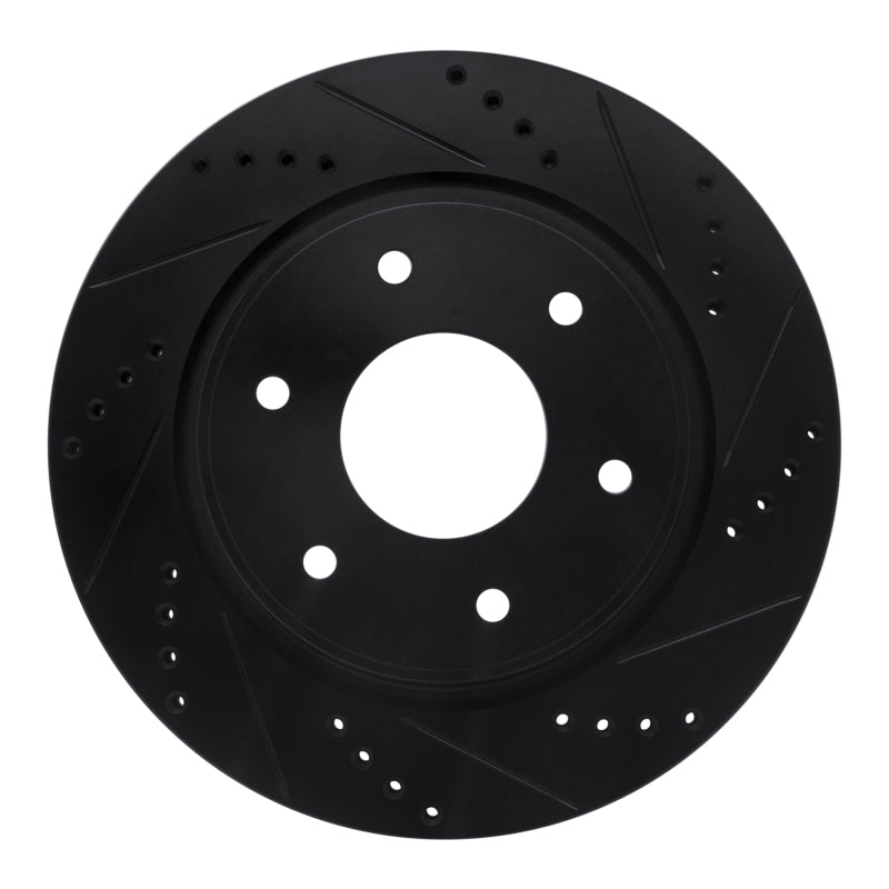 R1 Concepts R1 05-07 Infiniti QX56 Front Right Drilled & Slotted Black Brake Rotor