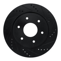 R1 Concepts R1 05-07 Infiniti QX56 Front Right Drilled & Slotted Black Brake Rotor