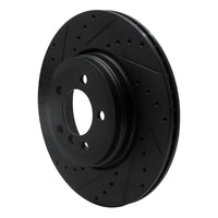 R1 Concepts R1 02-05 BMW 760LI Rear Left Drilled & Slotted Black Brake Rotor