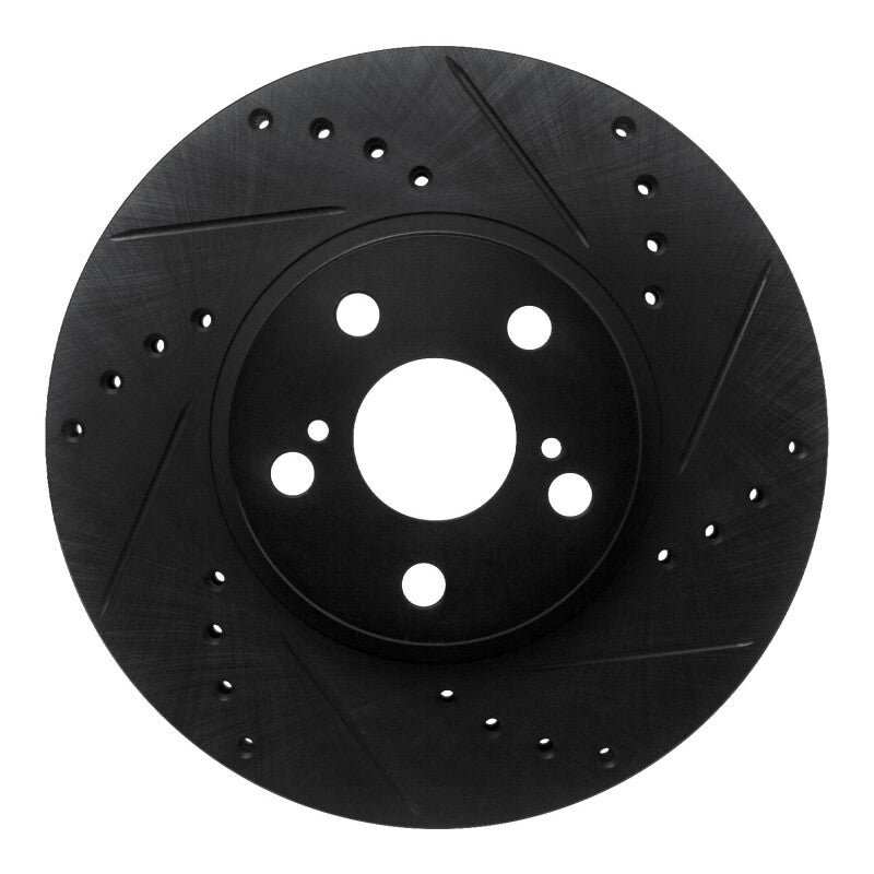 R1 Concepts R1 94-99 Toyota Celica Front Right Drilled & Slotted Black Brake Rotor