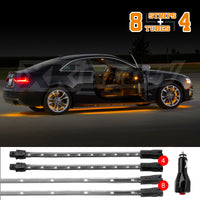XKGLOW XK Glow Strip Single Color Underglow LED Accent Light Car/Truck Kit Amber - 8x24In Tube + 4x8In
