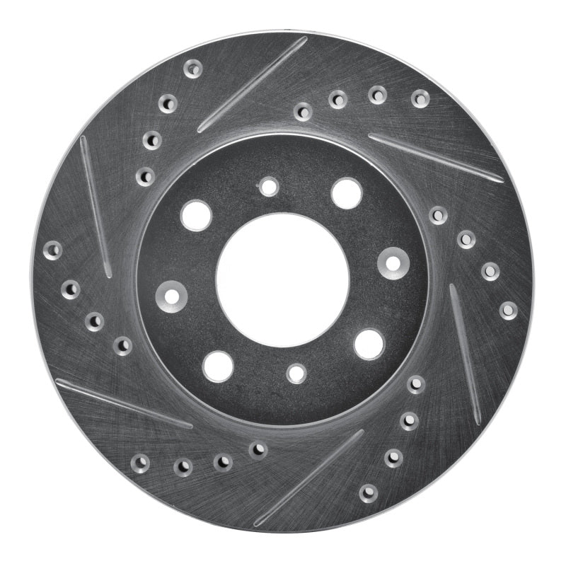 R1 Concepts R1 84-90 Honda Accord Sedan Front Left Drilled & Slotted Silver Brake Rotor
