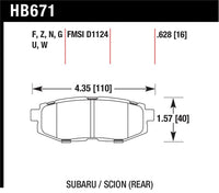 Hawk Performance Hawk 11+ Subaru Legacy GT HPS Street Rear Brake Pads