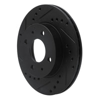 R1 Concepts R1 86-17 Nissan NX Front Left Drilled & Slotted Black Brake Rotor
