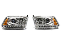 Raxiom 09-18 Dodge RAM 1500 LED Halo Headlights w/ Switchback Turn Signals- Chrome Hsng (Clear Lens)