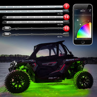 XKGLOW XK Glow Tube + 18xPods Million Color XKCHROME App Controlled Offroad UTV Kit 2x24In Tube + 14x12In
