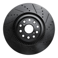 R1 Concepts R1 07-23 Lexus LS460 Front Left Drilled & Slotted Black Brake Rotor