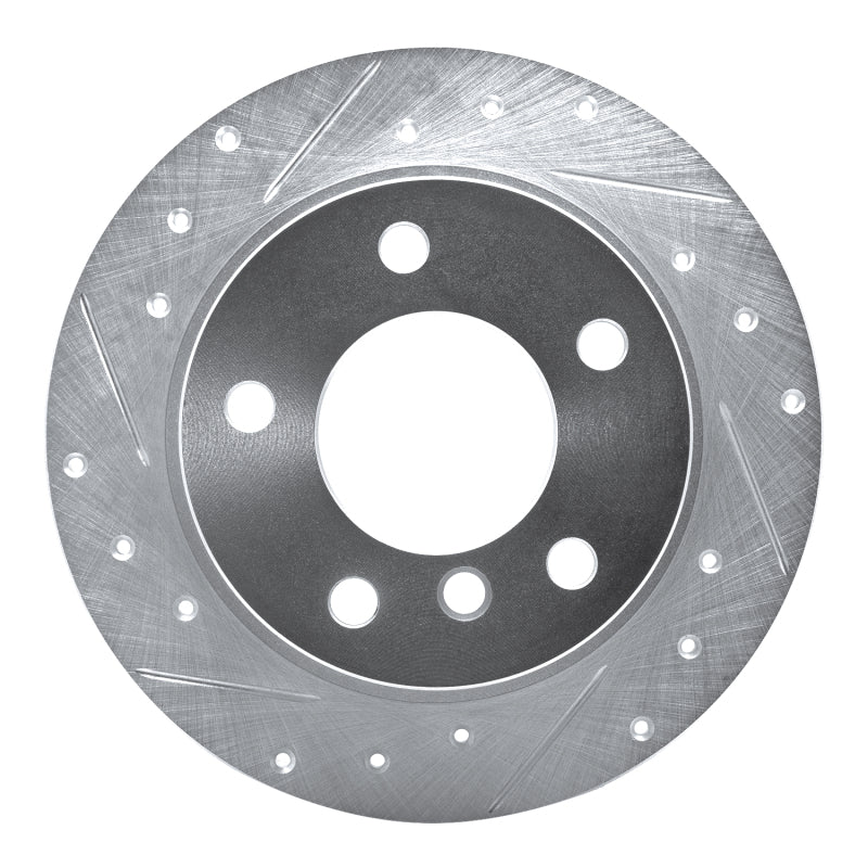 R1 Concepts R1 95-99 BMW 318TI Rear Left Drilled & Slotted Silver Brake Rotor