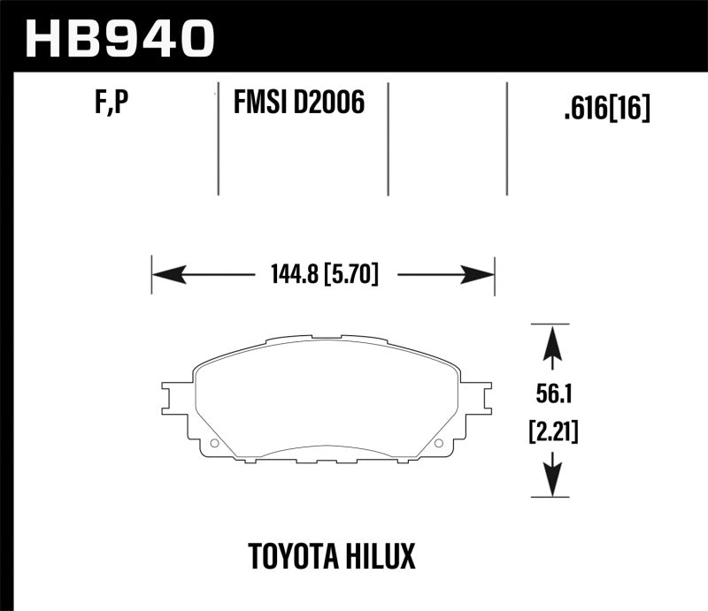 Hawk Performance Hawk 16-17 Toyota Hilux Street HPS Front Brake Pads