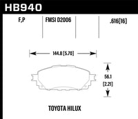 Hawk Performance Hawk 16-17 Toyota Hilux Street HPS Front Brake Pads