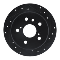 R1 Concepts R1 92-03 Lexus ES300 Rear Right Drilled & Slotted Black Brake Rotor
