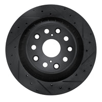 R1 Concepts R1 07-17 Lexus LS460 Right Rear Drilled & Slotted Black Brake Rotor