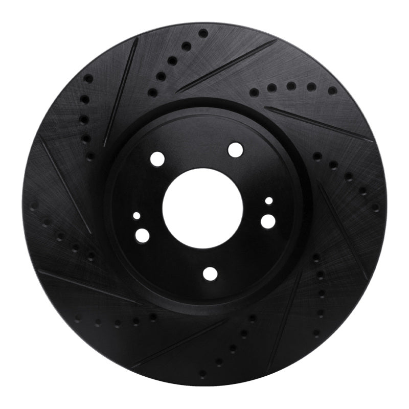 R1 Concepts R1 03-06 Mitsubishi Lancer Front Left Drilled & Slotted Black Brake Rotor