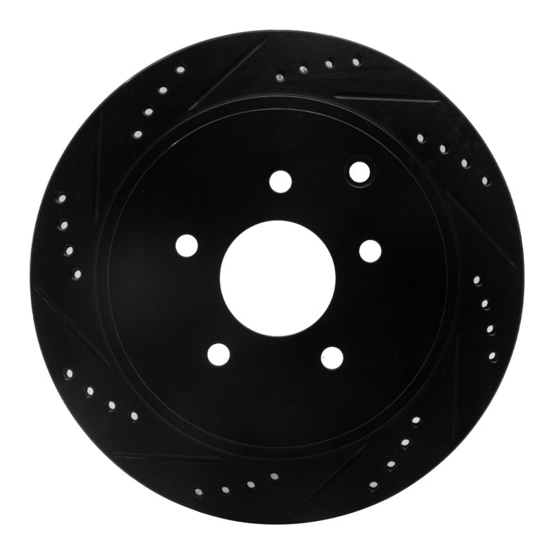R1 Concepts R1 2003-2024 Infiniti M37 Rear Left Drilled & Slotted Black Brake Rotor