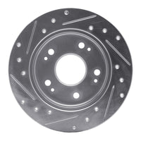 R1 Concepts R1 06-15 Honda Civic Si Rear Right Drilled & Slotted Silver Brake Rotor
