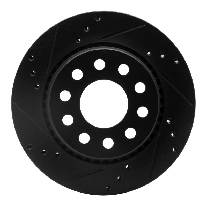 R1 Concepts R1 90-97 Audi S4 Rear Left Drilled & Slotted Black Brake Rotor