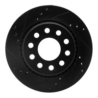R1 Concepts R1 90-97 Audi S4 Rear Left Drilled & Slotted Black Brake Rotor
