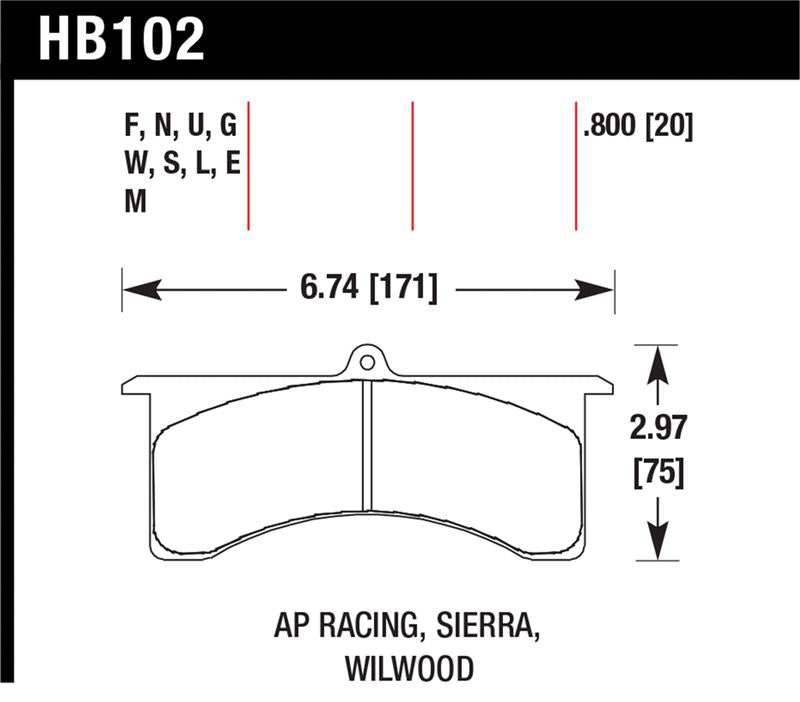 Hawk Performance Hawk AP Racing 6 / Sierra/JFZ / Wilwood 7520 DTC-70 Race Rear Brake Pads