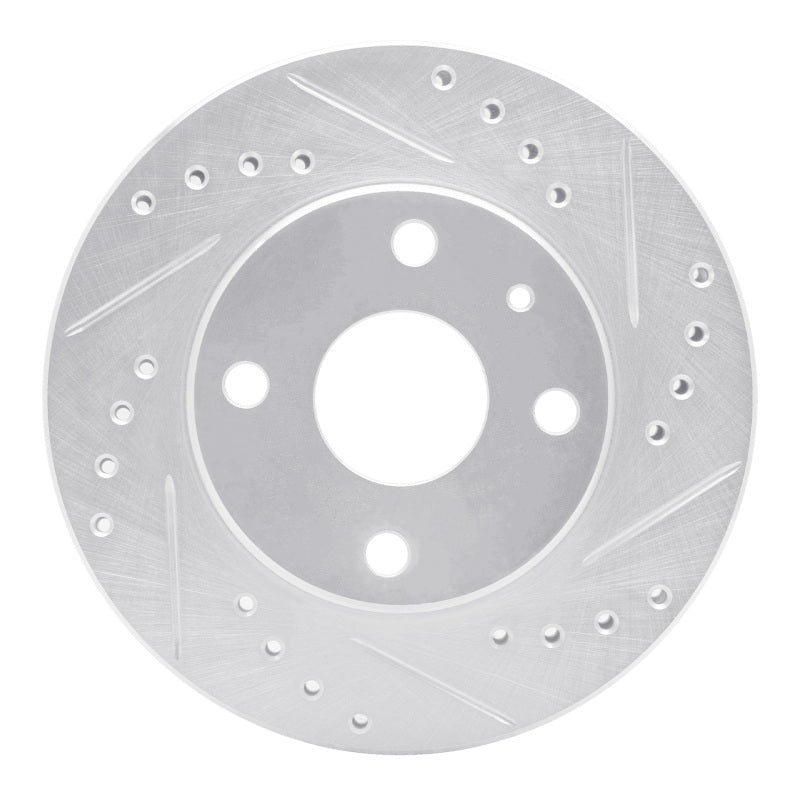 R1 Concepts R1 90-01 Ford Escort Front Right Drilled & Slotted Silver Brake Rotor