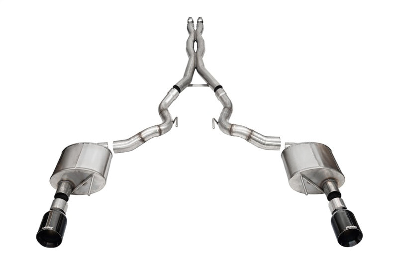 CORSA Performance Corsa 24+ Ford Mustang GT Conv Xtreme CatBk Ex.Sys 3.0in Dual Rear Exit w4.5in Black StraightCut Tip
