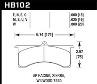 Hawk Performance Hawk AP Racing 6 - Sierra/JFZ - Wilwood DTC-60 Race Brake Pads