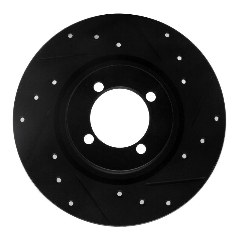 R1 Concepts R1 67-76 BMW 1600 Front Right Drilled & Slotted Black Brake Rotor