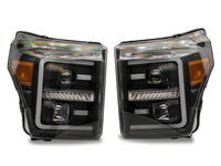 Raxiom 11-16 Ford F-250 Super Duty LED Projector Headlights - Black Housing (Clear Lens)