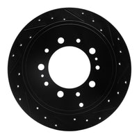 R1 Concepts R1 07-22 Lexus LX570 Rear Right Drilled & Slotted Black Brake Rotor