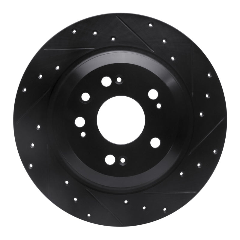 R1 Concepts R1 09-14 Acura TL Rear Right Drilled & Slotted Black Brake Rotor