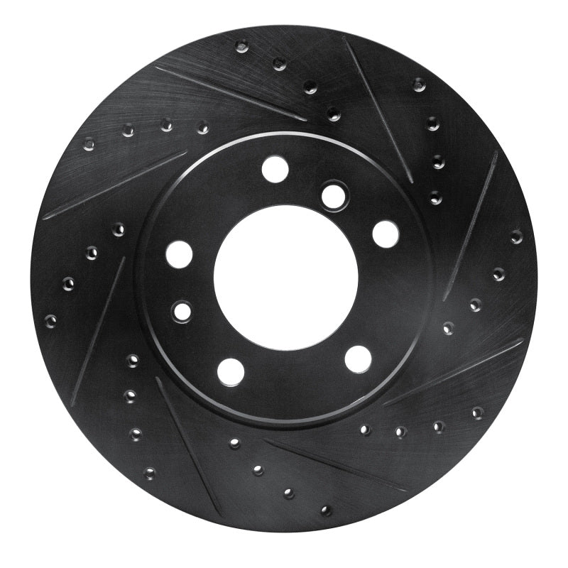 R1 Concepts R1 89-95 BMW 525IT Front Right Drilled & Slotted Black Brake Rotor