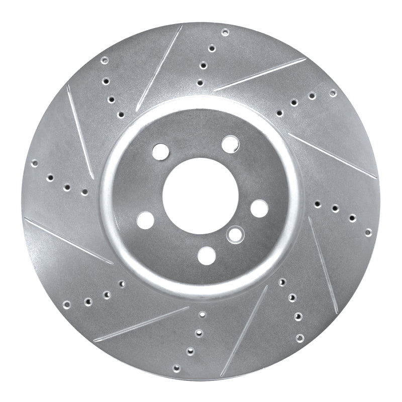 R1 Concepts R1 09-17 BMW 750LI xDrive Left Front Drilled & Slotted Silver Brake Rotor