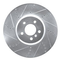 R1 Concepts R1 09-17 BMW 750LI xDrive Left Front Drilled & Slotted Silver Brake Rotor
