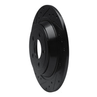 R1 Concepts R1 15-23 Ford Mustang Rear Left Drilled & Slotted Black Brake Rotor