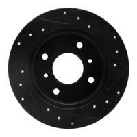 R1 Concepts R1 90-06 Infiniti G20 Rear Left Drilled & Slotted Black Brake Rotor