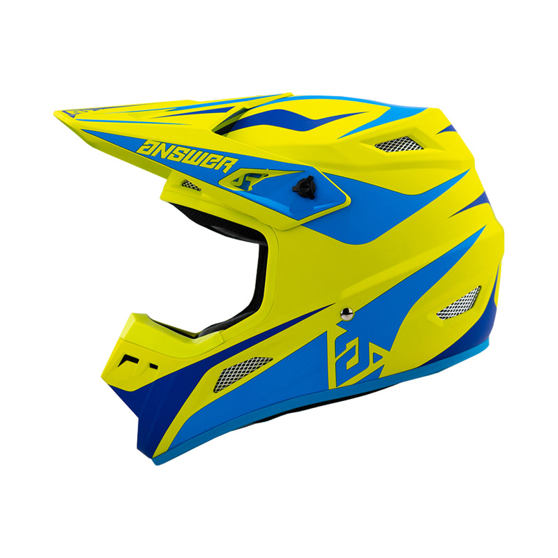 Answer 26 AR1 Mototown Helmet Matte Hyper Acid/Cyan/Dark Blue Youth  - Large