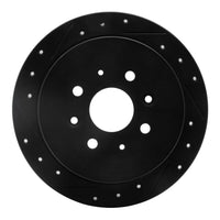 R1 Concepts R1 95-97 Kia Sephia Rear Left Drilled & Slotted Black Brake Rotor
