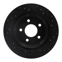 R1 Concepts R1 94-04 Ford Mustang Rear Left Drilled & Slotted Black Brake Rotor