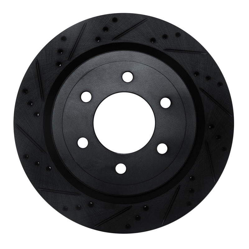 R1 Concepts R1 18-21 Ford F-150 4WD Rear Left Drilled & Slotted Black Brake Rotor