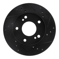 R1 Concepts R1 96-98 Nissan 240SX Front Right Drilled & Slotted Black Brake Rotor